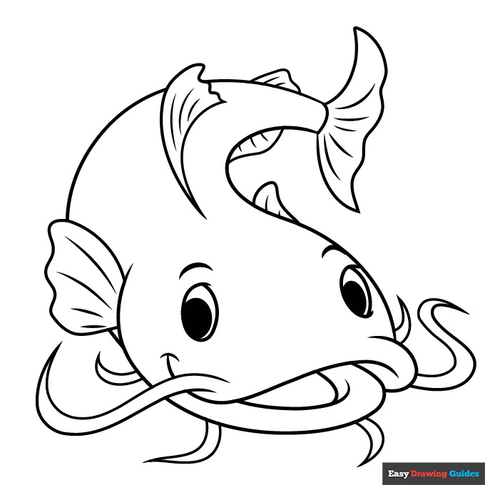 Catfish coloring page easy drawing guides