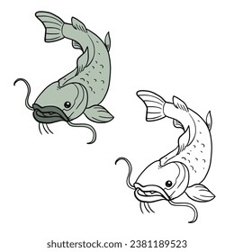 Hundred catfish line drawing royalty