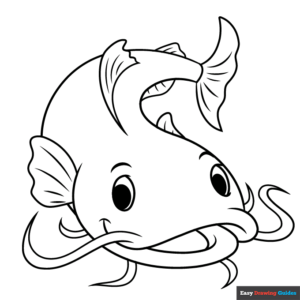 Catfish coloring page easy drawing guides