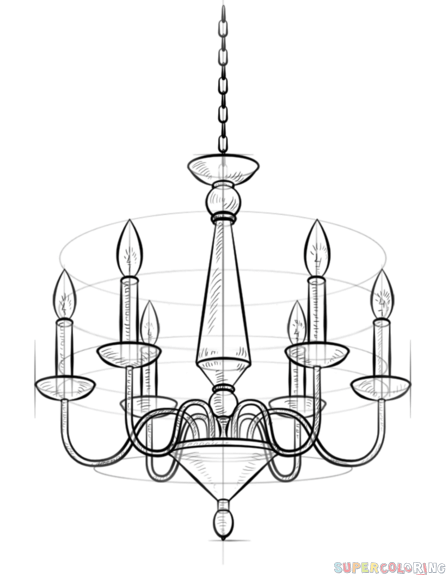 How to draw a chandelier step by step drawing tutorials for kids and beginners drawing furniture d drawings d drawing tutorial