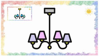 How to draw a chandelier easy drawing for kids coloring for kids