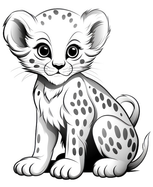 Premium ai image cute cheetah coloring page with clean lines ai generated