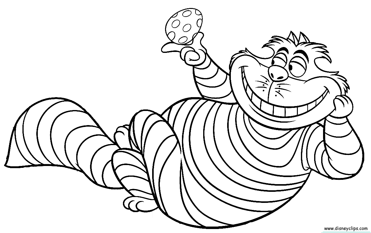 Get creative with this adorable cheshire cat easter coloring page