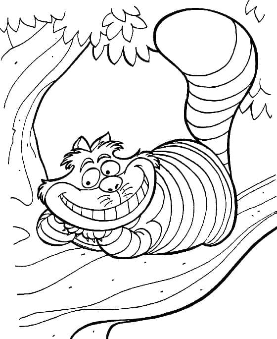 Cute cheshire cat coloring page