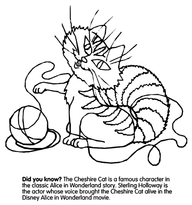 Cheshire cat coloring page