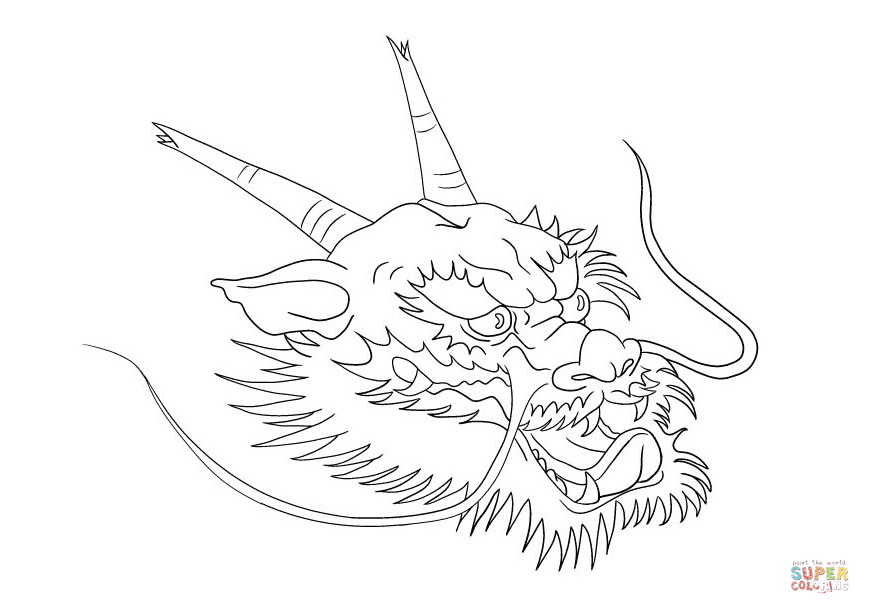 Chinese dragon head coloring page free printable coloring pages