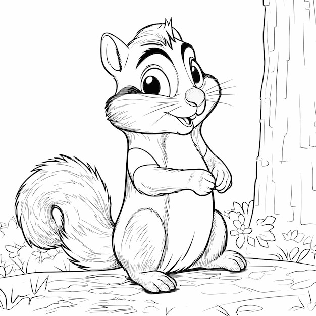 Premium vector chipmunk coloring page