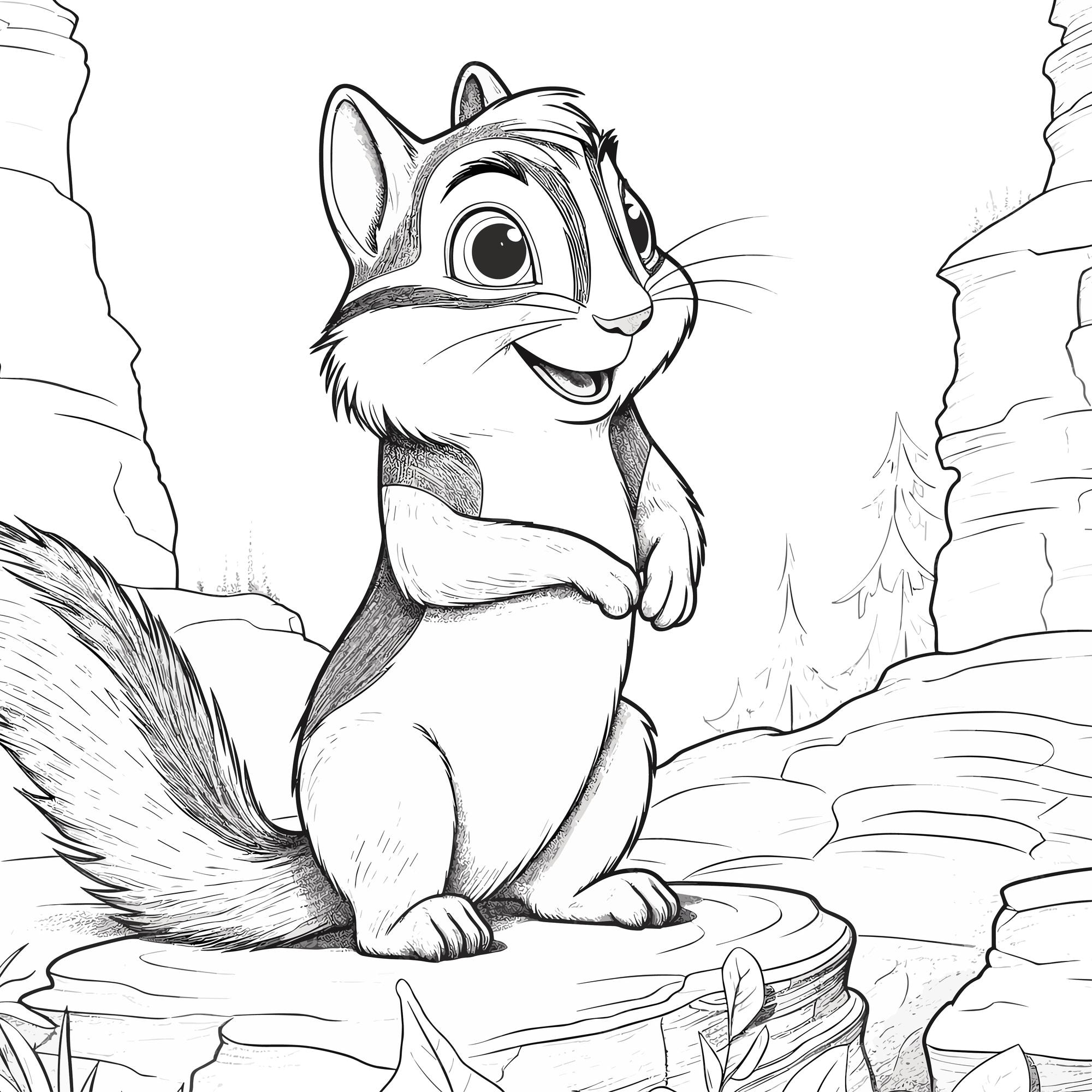 Premium vector chipmunk coloring page