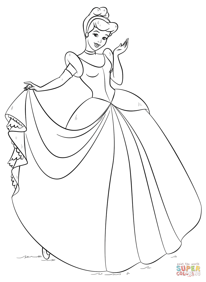 Cinderella coloring page free printable coloring pages