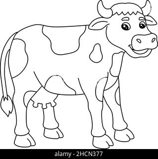 Cow coloring page isolated for kids stock vector image art