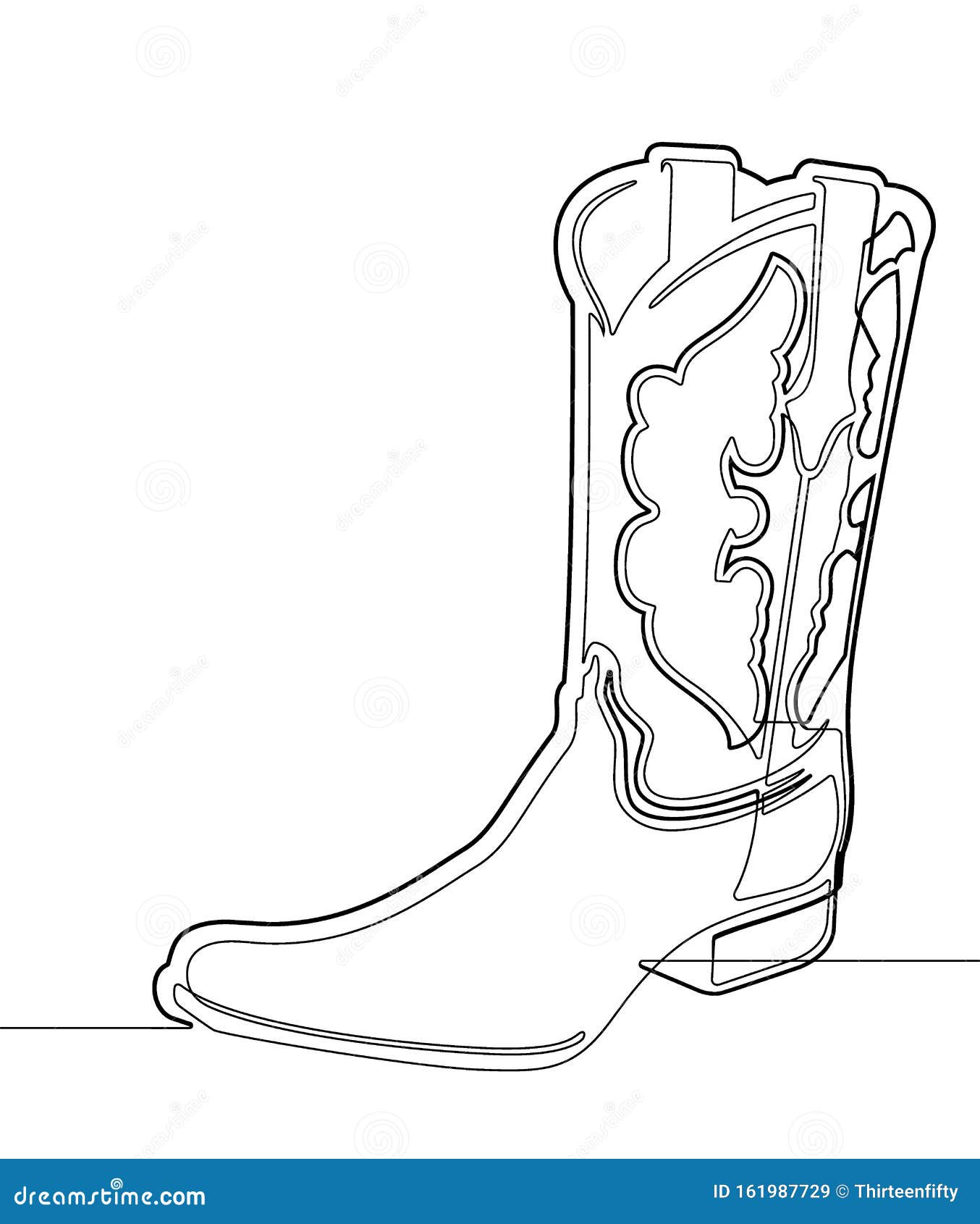Cowboy boot one single continuous line vector graphic illustration stock vector