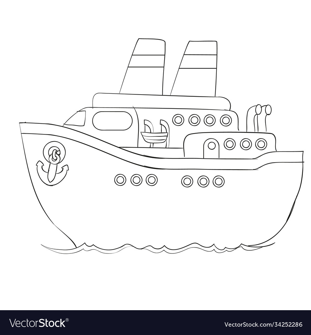 Sketch cruise ship coloring book cartoon vector image