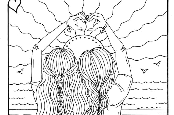 Girlfriends coloring book instant download digital files adult coloring book for besties
