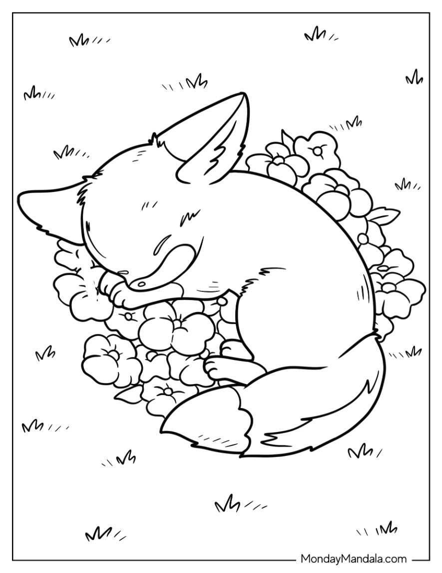 Fox coloring pages free pdf printables
