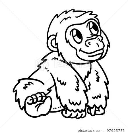 Baby gorilla isolated coloring page for kids