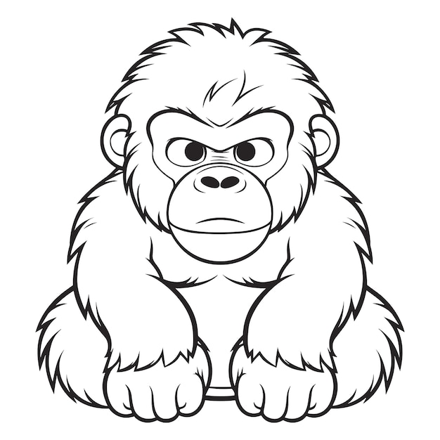 Premium vector cute gorilla coloring pages