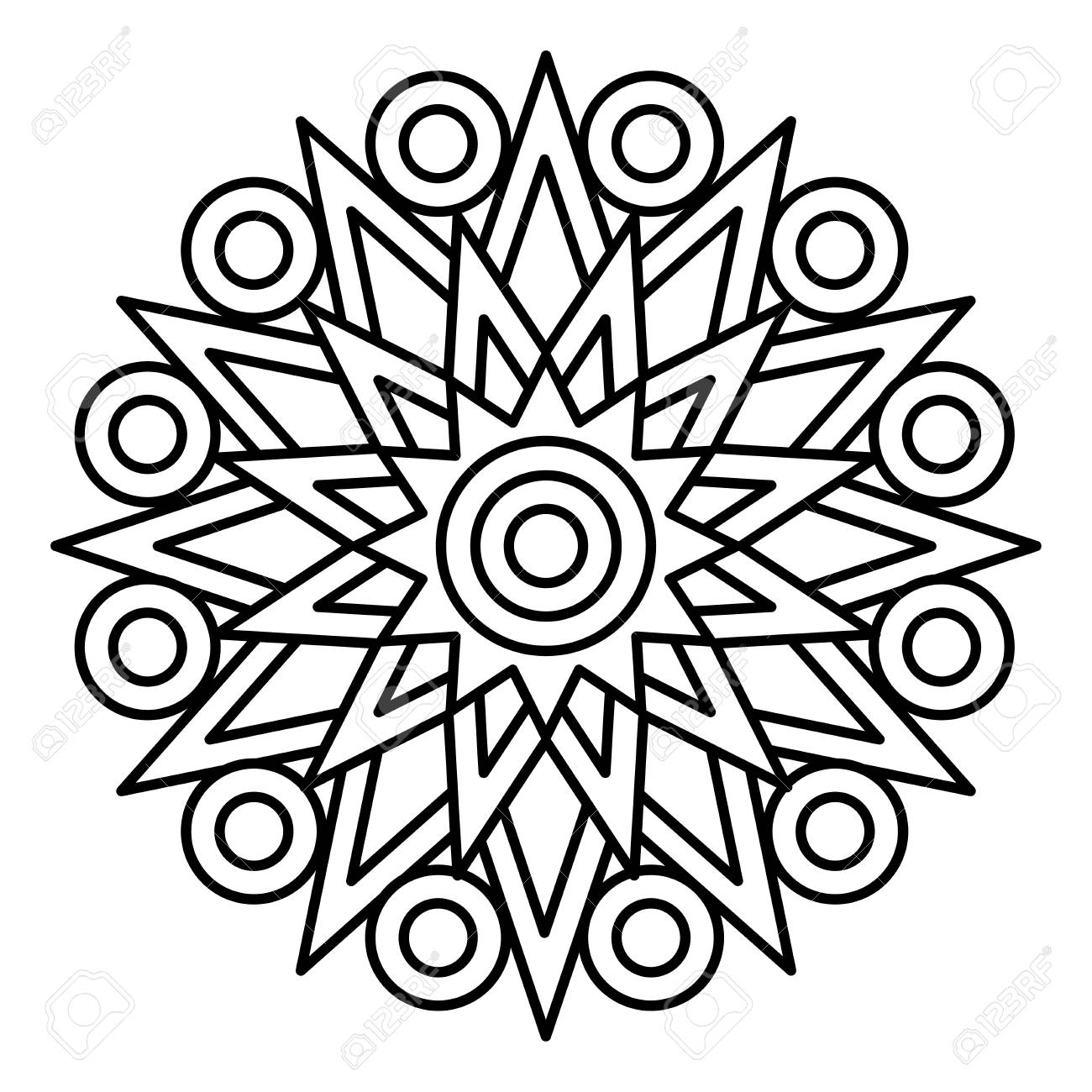 Simple mandala print easy coloring page illustration for kids and adult beginners royalty free svg cliparts vectors and stock illustration image