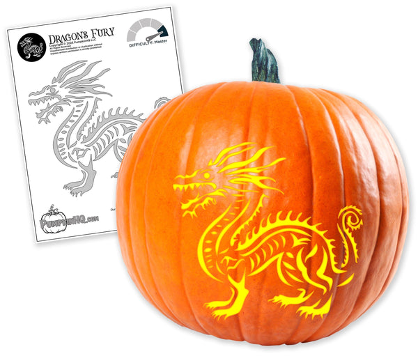 Fire dragon pumpkin carving stencil