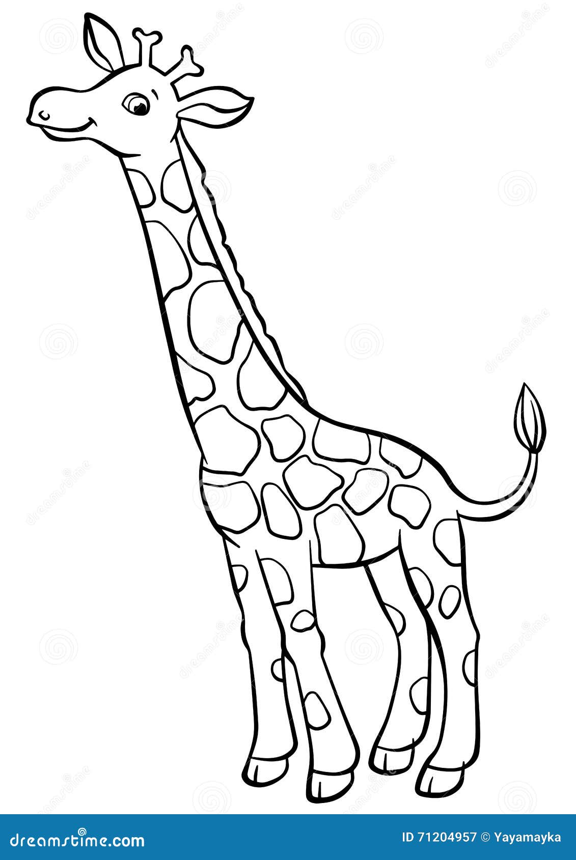 Coloring pages animals little cute giraffe stock vector
