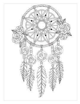 Dream catcher coloring pages by activity books with rachel tpt
