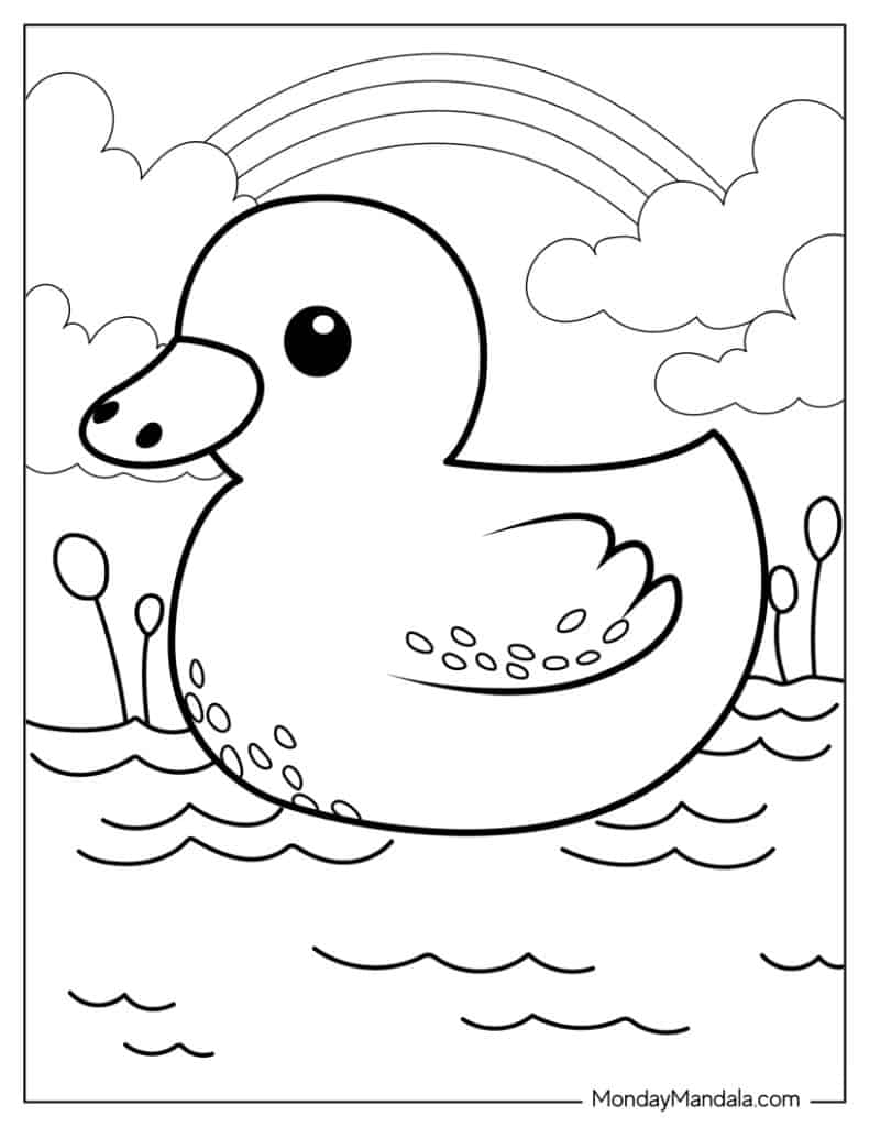 Cute duck coloring pages free pdf printables
