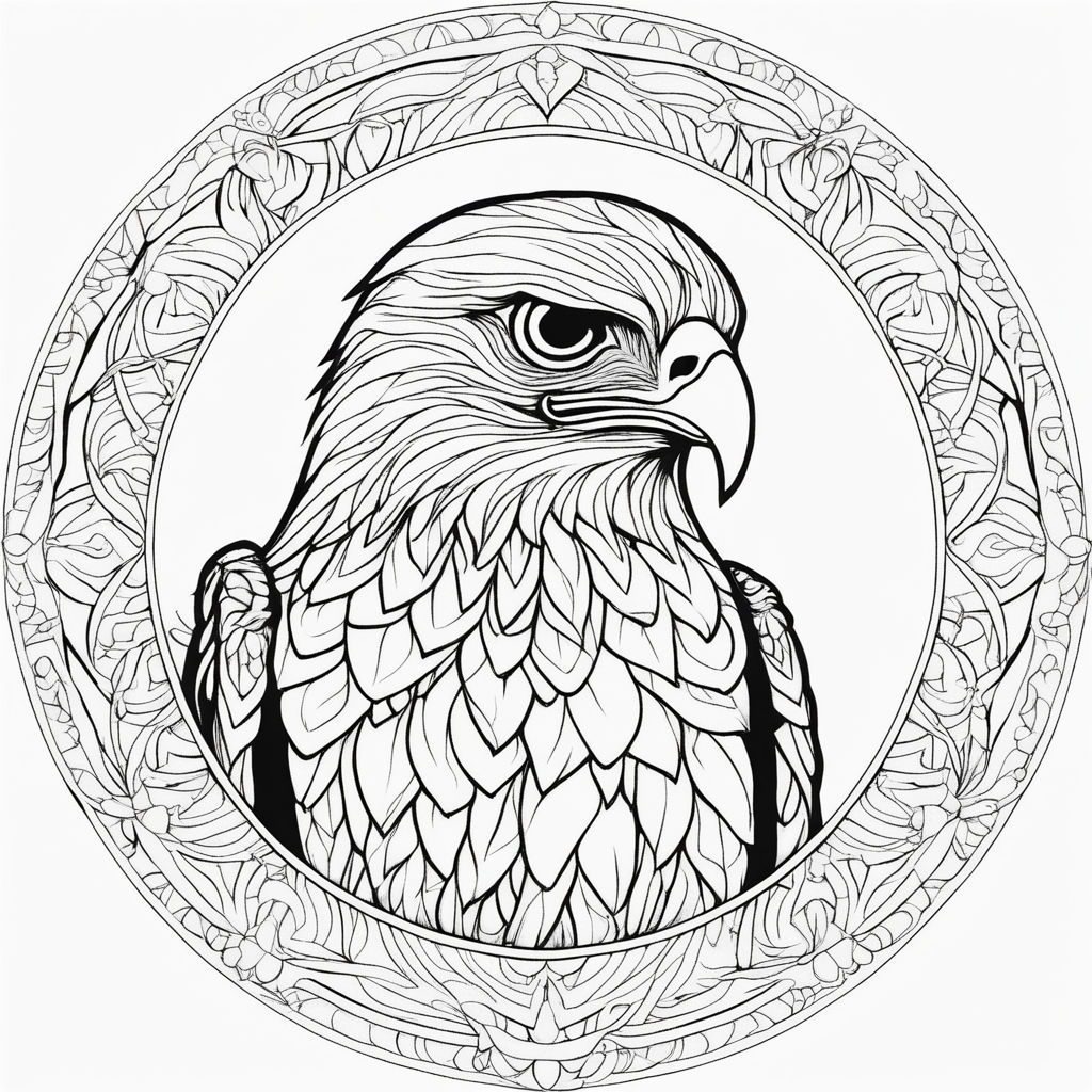 Please generate a coloring illustration of a eagle with outline smooth lines