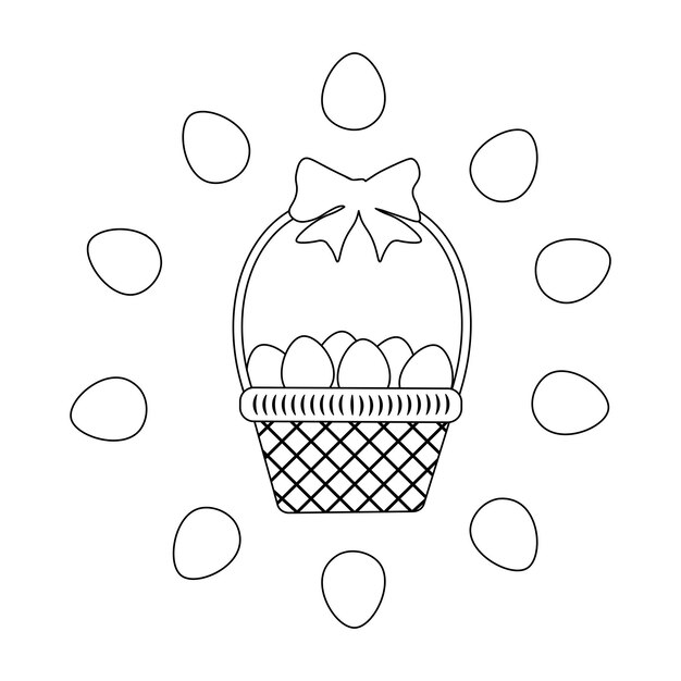Premium vector coloring page easter basket with a circle of eggs
