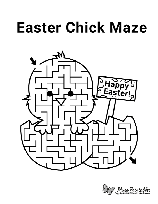 Free printable easter chick maze