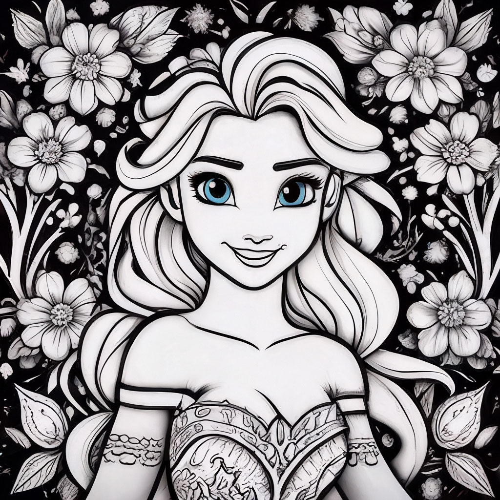 Princess elsa coloring book style â â ñðð