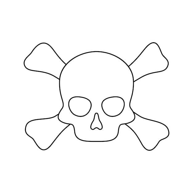 Premium vector coloring page with skull and crossbones for kids