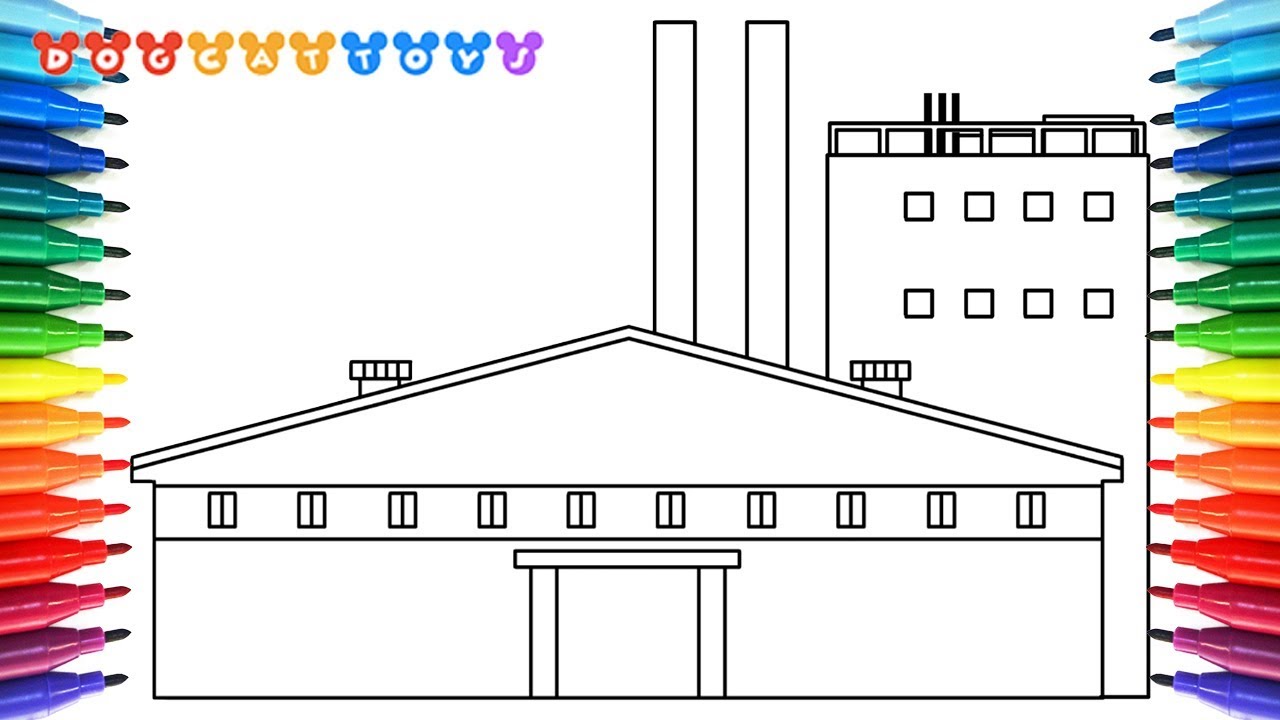 How to draw a factory coloring pages drawing coloring art for kids