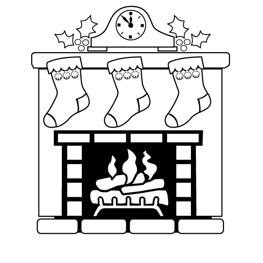 Christmas fireplace coloring pages team colors