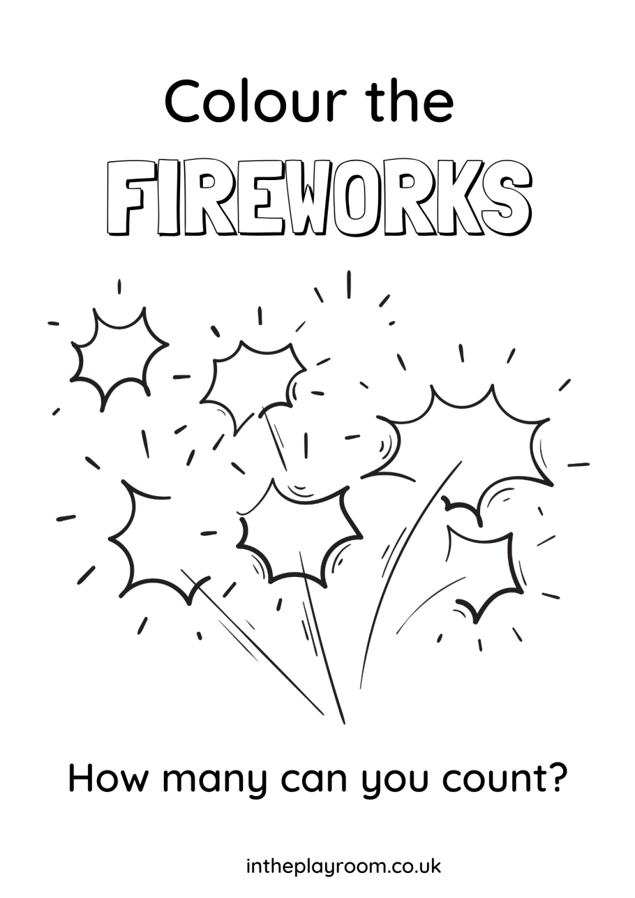 Free printable fireworks louring pages for kids