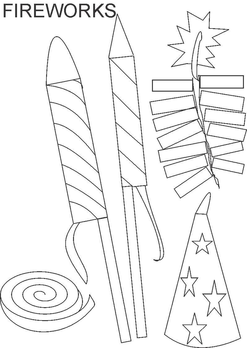 Free printable fireworks coloring pages for kids