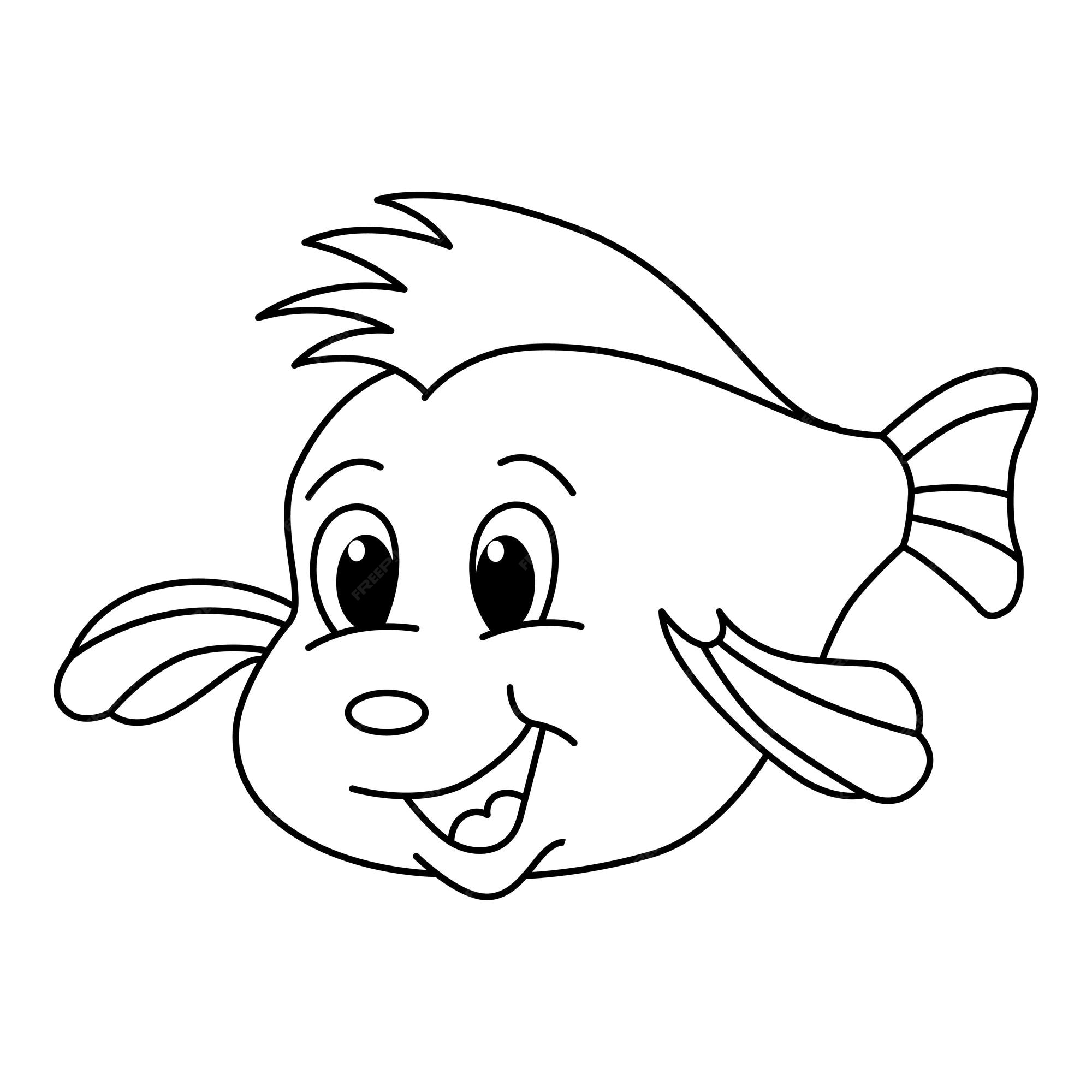 Premium vector cute fish coloring page illustration vector