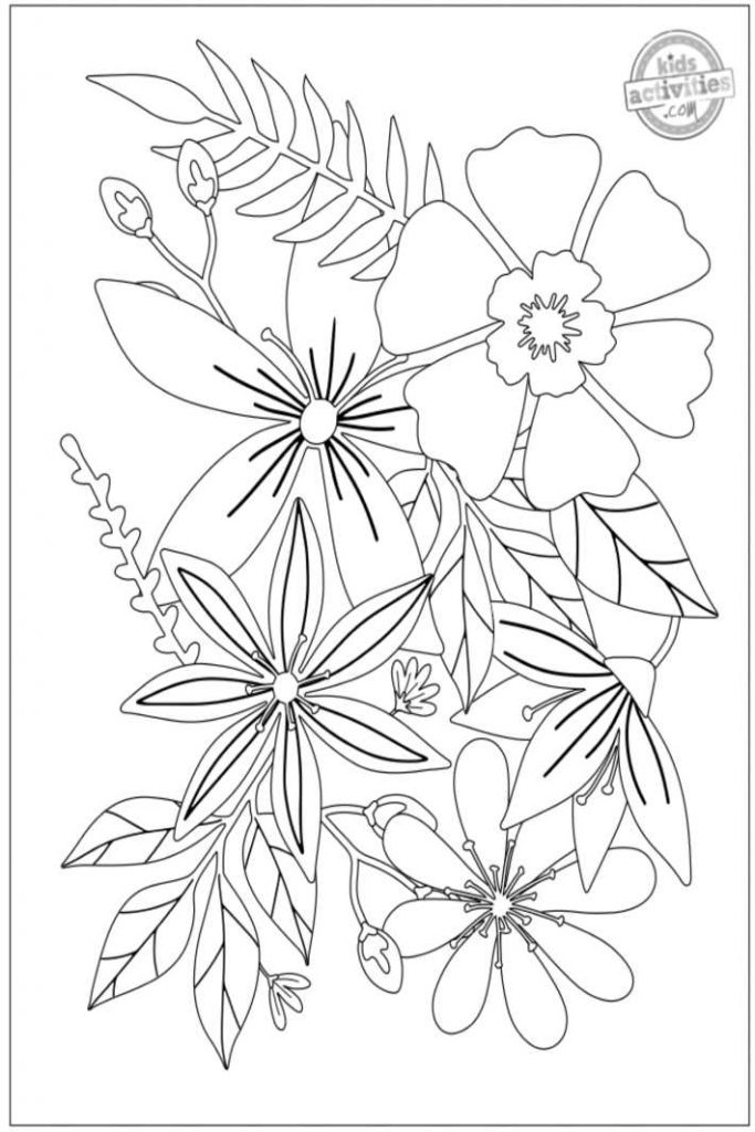 Printable flower coloring pages for adults kids activities blog