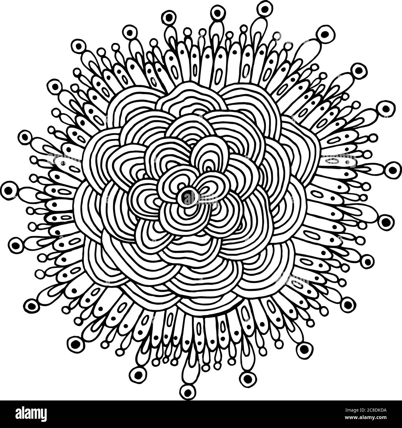 Simple flower mandala coloring page for adults art for relaxation doodle line art vector artwork stock vector image art