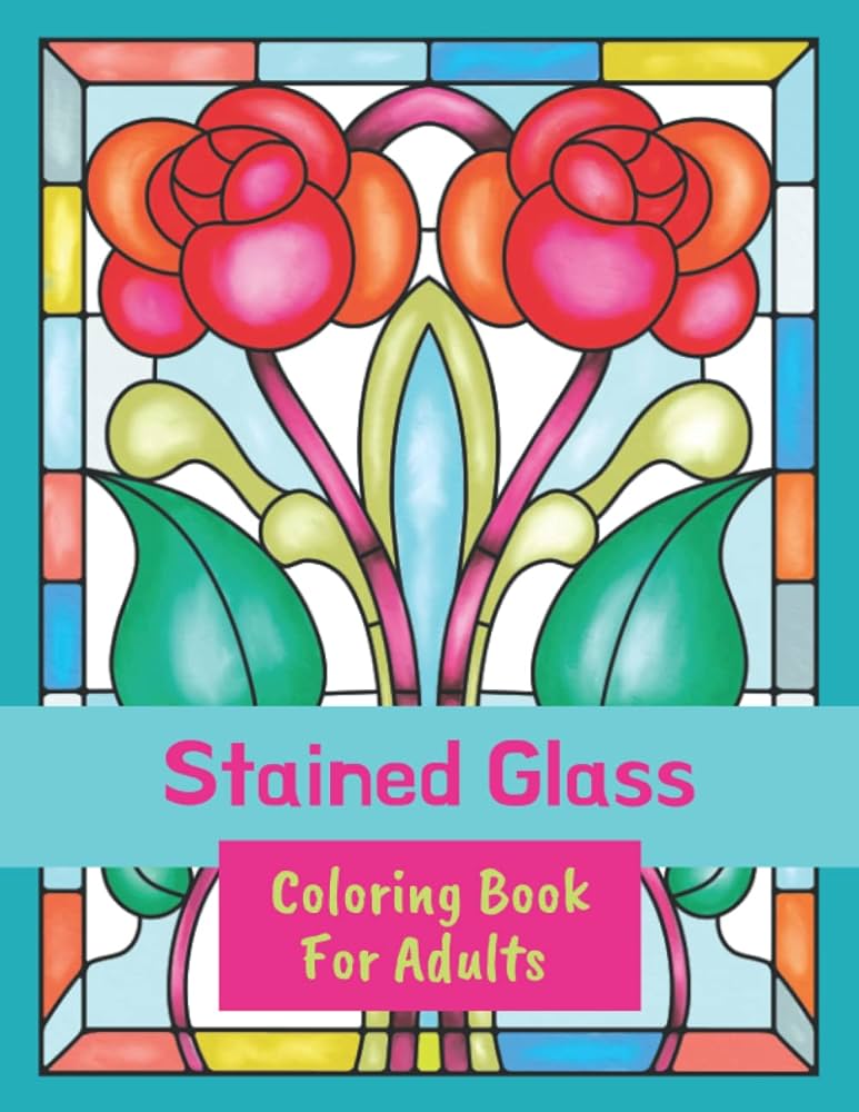 Stained glass loring book for adults large by dean ora