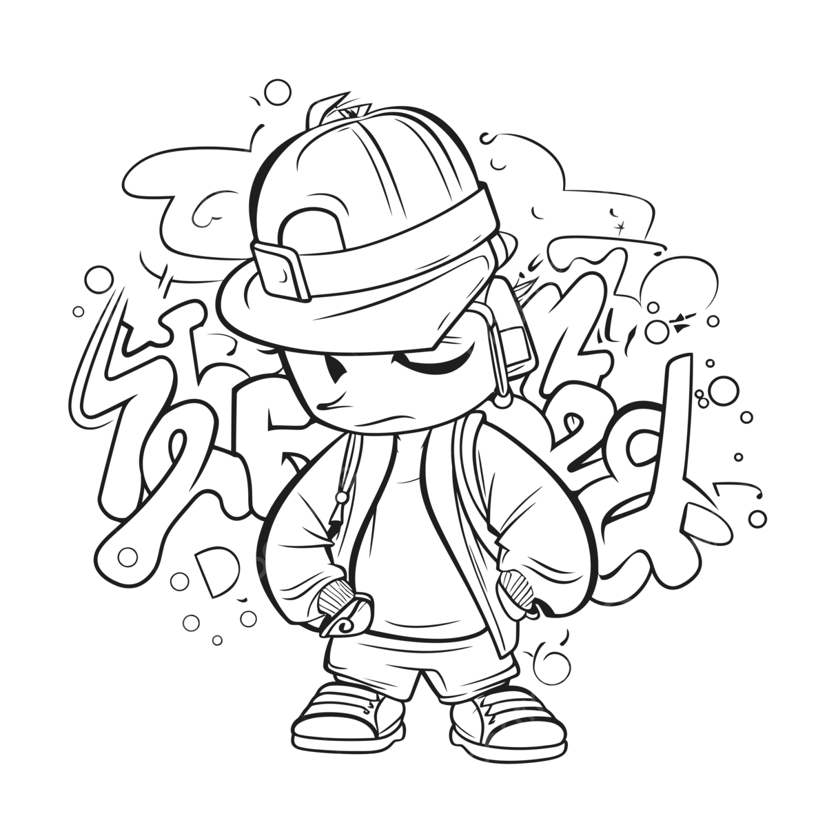 An illustration of a cartoon graffiti character coloring pages outline sketch drawing vector car drawing cartoon drawing graffiti drawing png and vector with transparent background for free download