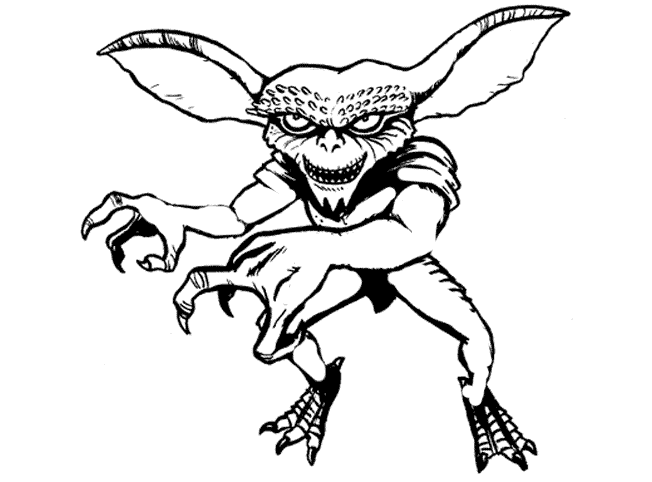 Gizmo gremlins coloring pages graphic novel illustration gremlins face line drawing