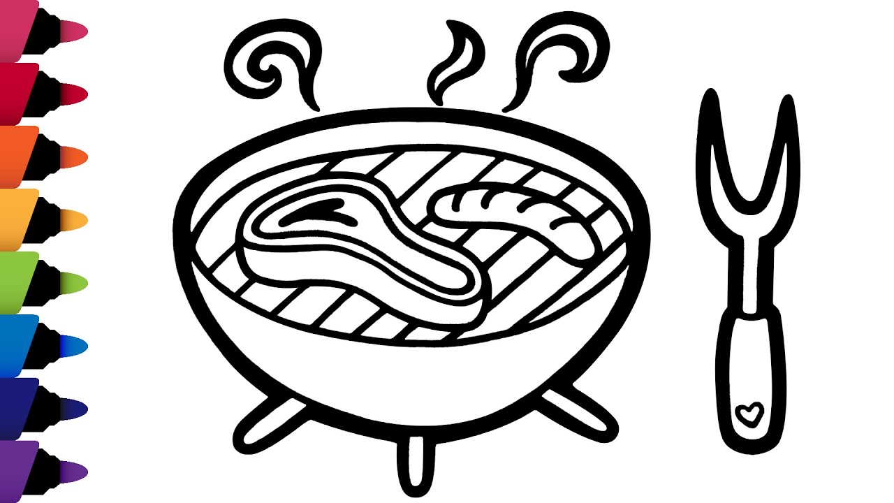 How to draw a bbq grill step by step
