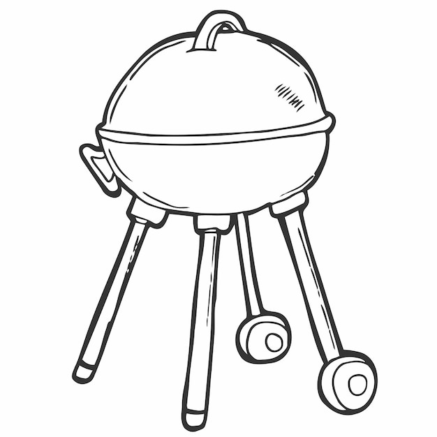 Premium vector bbq grill hand drawn outline doodle icon kettle barbecue grill vector sketch illustration for print