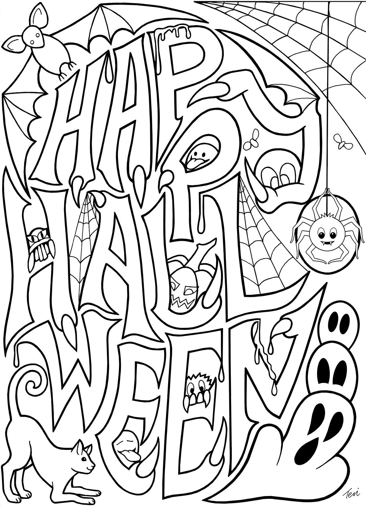 Free adult coloring book pag happy halloween by blue star colorâ halloween coloring pag printable free halloween coloring pag halloween coloring pag