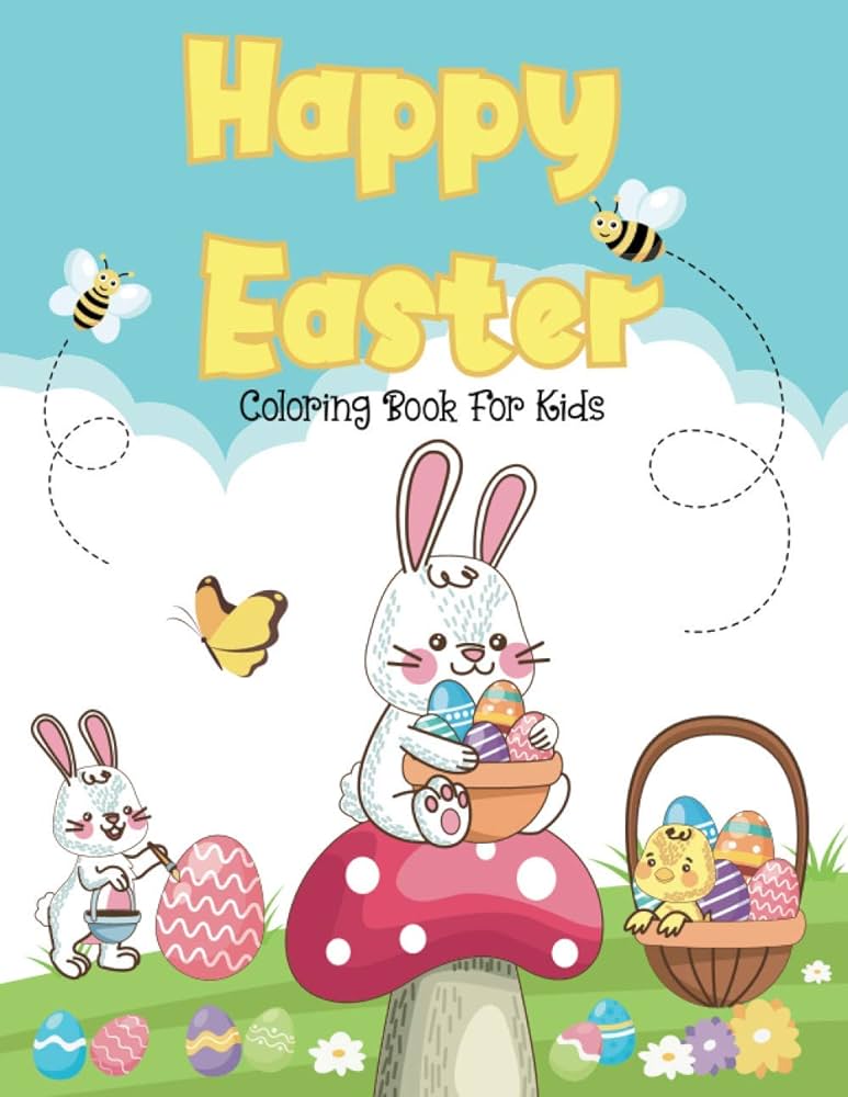Happy easter coloring book for kids a fun collection of easy happy easter eggs coloring pages