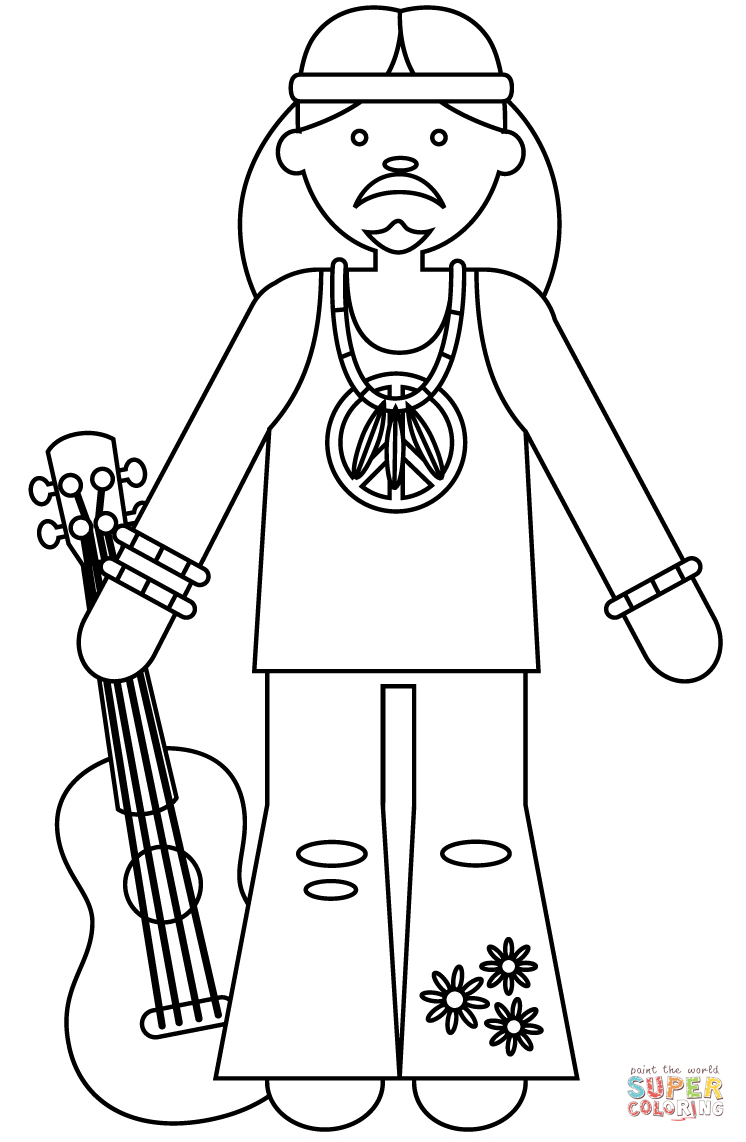 Hippie coloring page free printable coloring pages