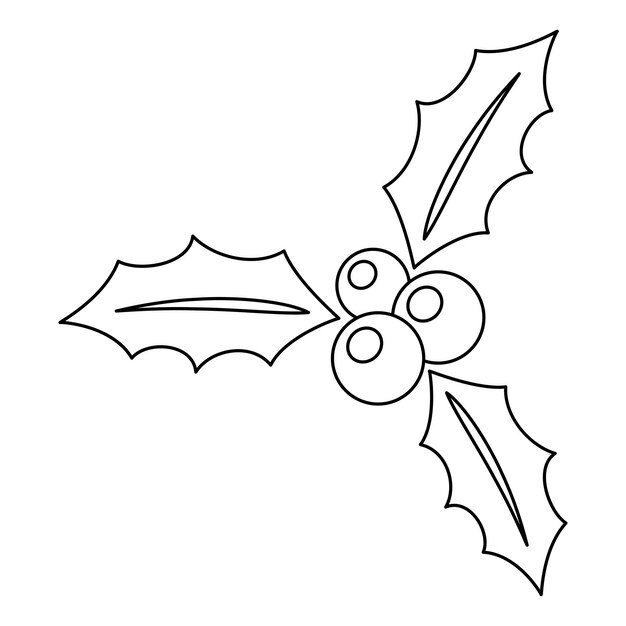 Premium vector coloring page with holly berry for kids