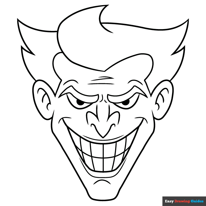Joker face coloring page easy drawing guides