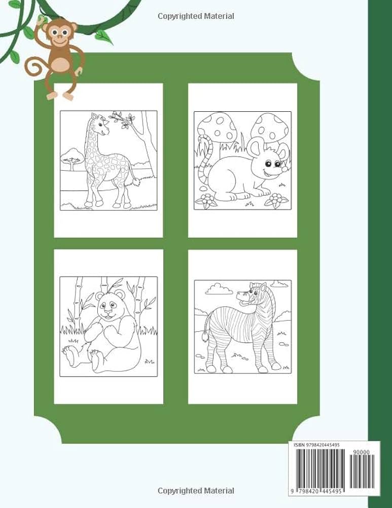 Jungle animals coloring book for kids ages