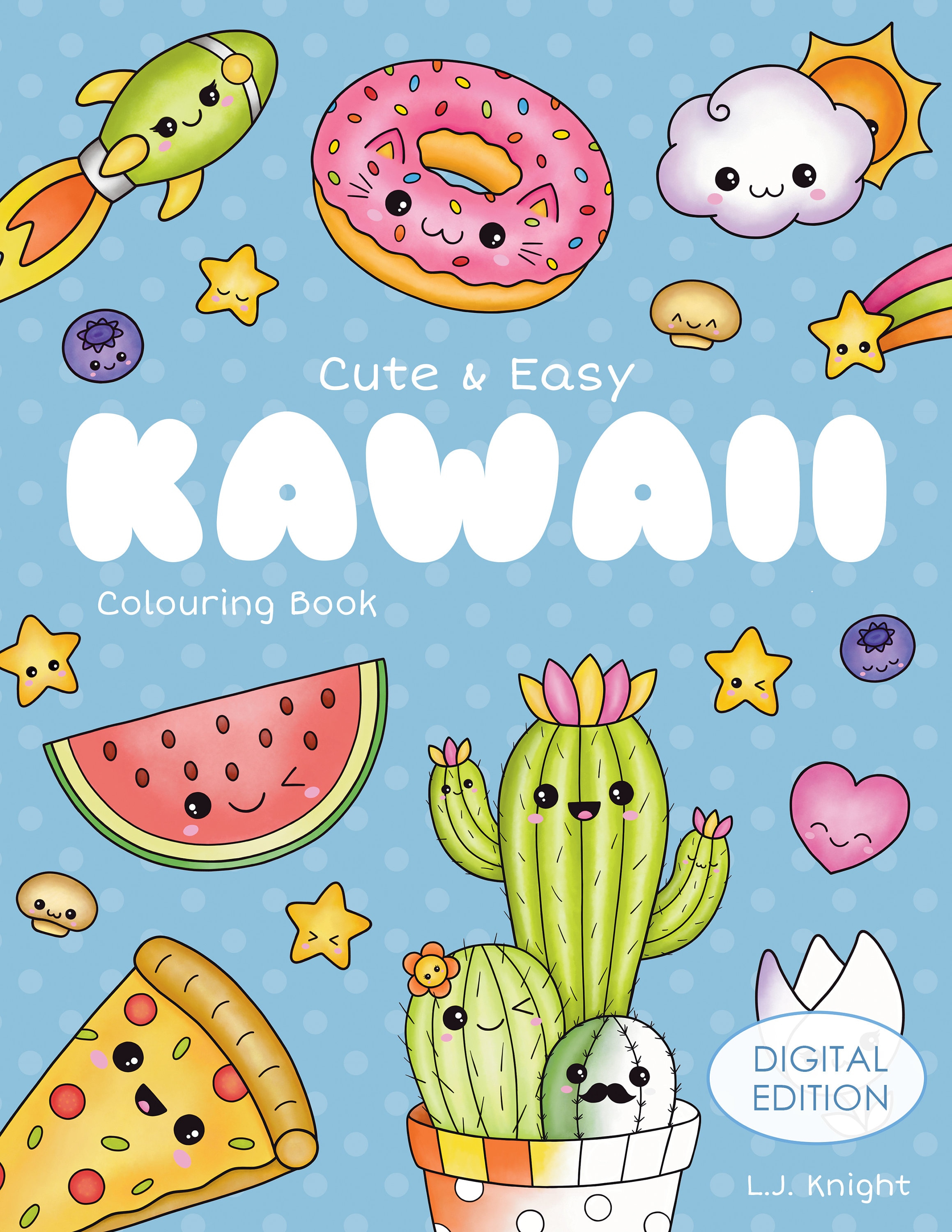 Cute and easy kawaii colouring book printable pdf download adorable relaxing colouring pages for adults kids beginners all ages