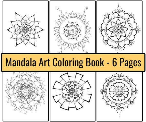 Easy mandala coloring pdf sheets printable letter paper kids art coloring book digital download simple diy boho adult coloring pages